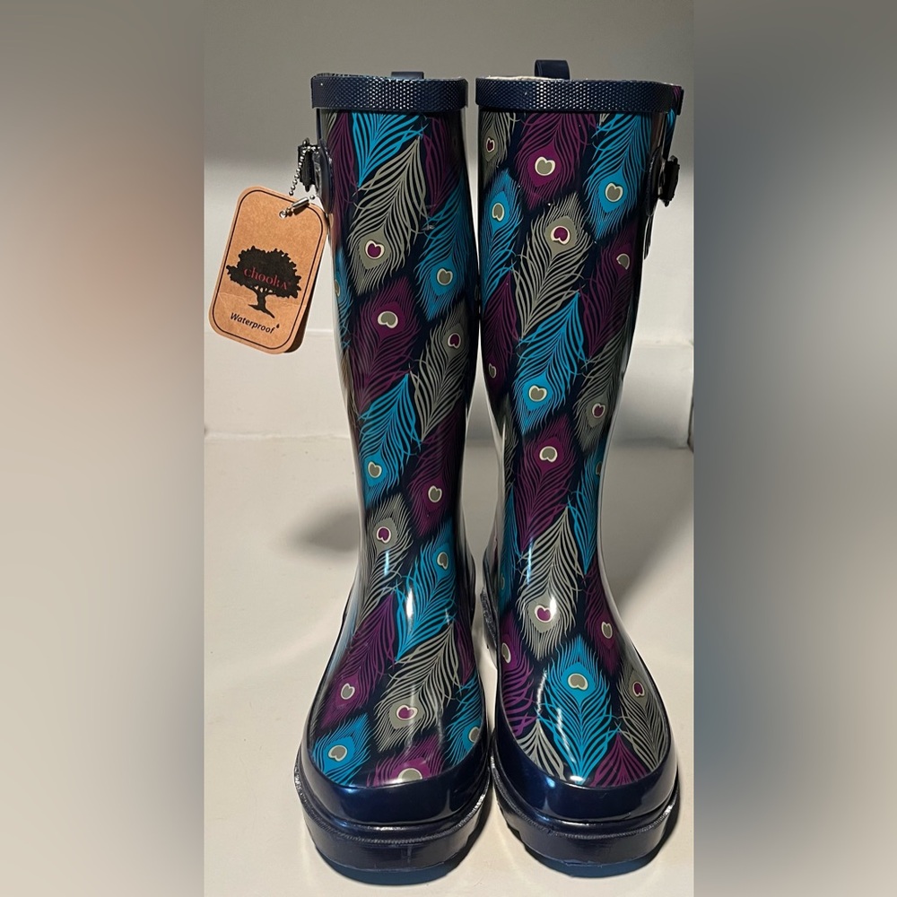 Chooka Peacock Wave-Navy WaterProof Boots Size 5